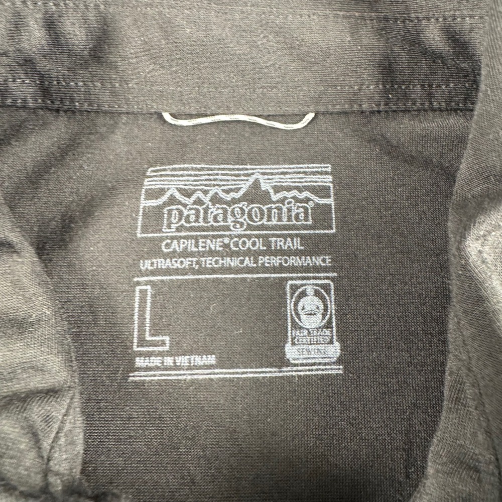 Patagonia Capilene Cool Trail Polo Shirt Mens Large Black Technical Performance - Picture 3 of 9